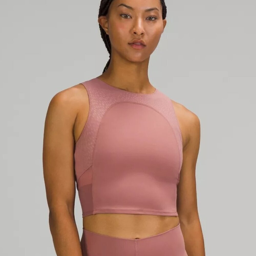 Lululemon Nulu and Mesh Yoga Tank Top - 12 Jewel Emboss Spiced Chai